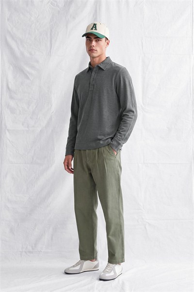 Erkek Polo Yaka Selanik Kumas Etford T-Shirt Gri