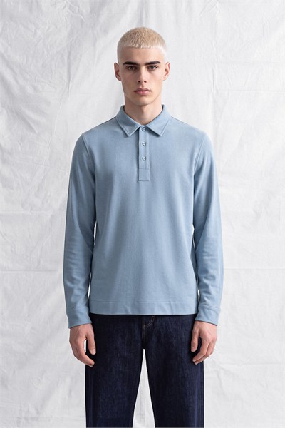 Erkek Polo Yaka Selanik Kumas Etford T-Shirt Bebe Mavi