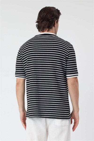 Erkek Sida Yakalı TShirt Siyah