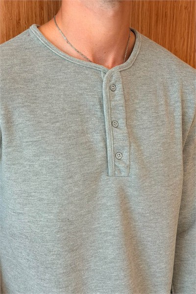 Erkek Sierre Henley Yaka Selanik T-Shirt Gri