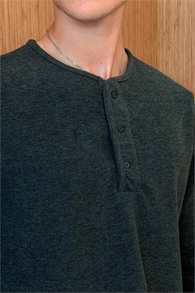 Erkek Sierre Henley Yaka Selanik T-Shirt Antrasit