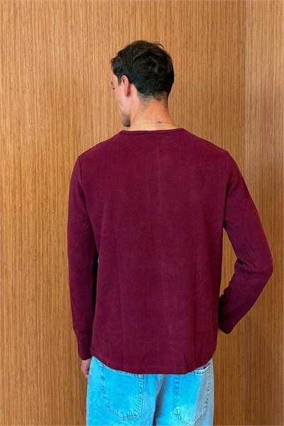 Erkek Sierre Henley Yaka Selanik T-Shirt Bordo