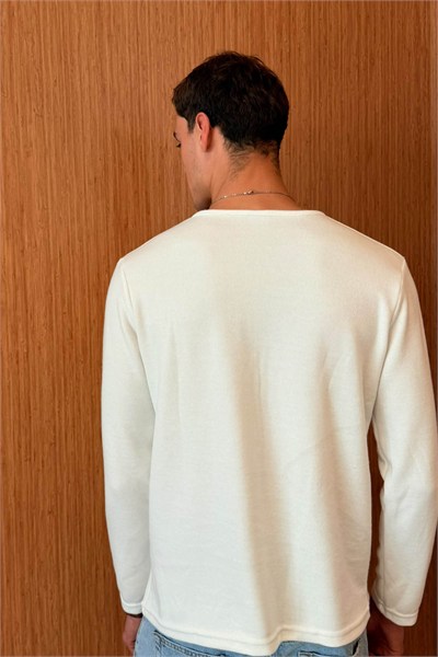 Erkek Sierre Henley Yaka Selanik T-Shirt Beyaz