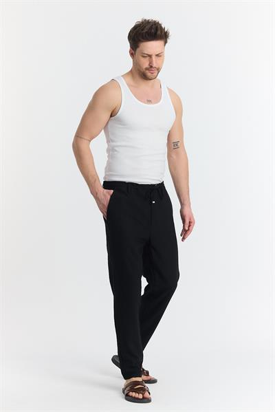 Erkek Gasada Havuç Kesim Pantolon Siyah