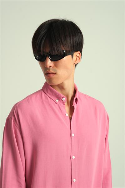Erkek Guava Viskon Dökümlü Gömlek Pembe