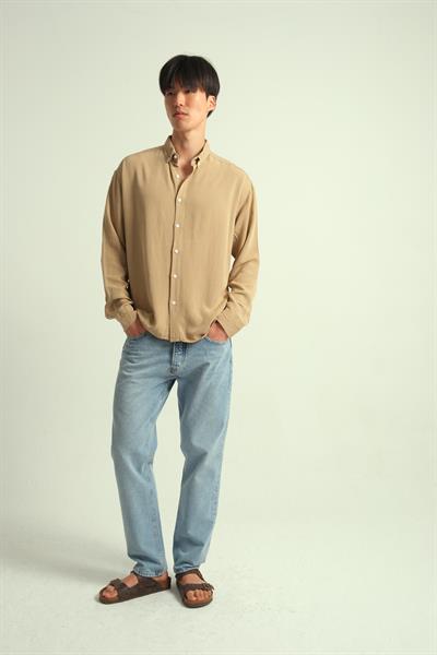 Erkek Guava Viskon Dökümlü Gömlek Vizon