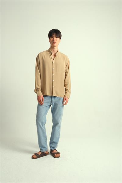 Erkek Guava Viskon Dökümlü Gömlek Vizon