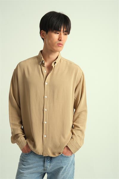 Erkek Guava Viskon Dökümlü Gömlek Vizon