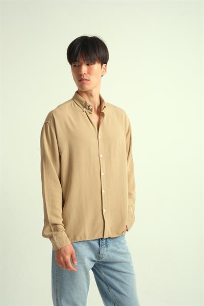 Erkek Guava Viskon Dökümlü Gömlek Vizon