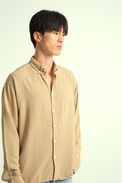 Erkek Guava Viskon Dökümlü Gömlek Vizon