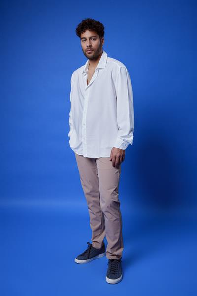 Ksamil Dökümlü Gömlek Beyaz