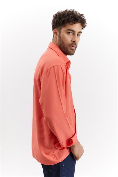 Ksamil Dökümlü Gömlek Nar Çiçeği Rengi