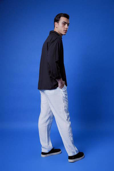 Ksamil Dökümlü Gömlek Siyah