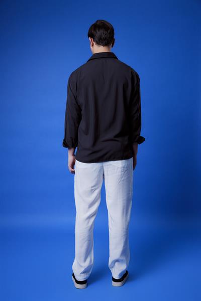 Ksamil Dökümlü Gömlek Siyah