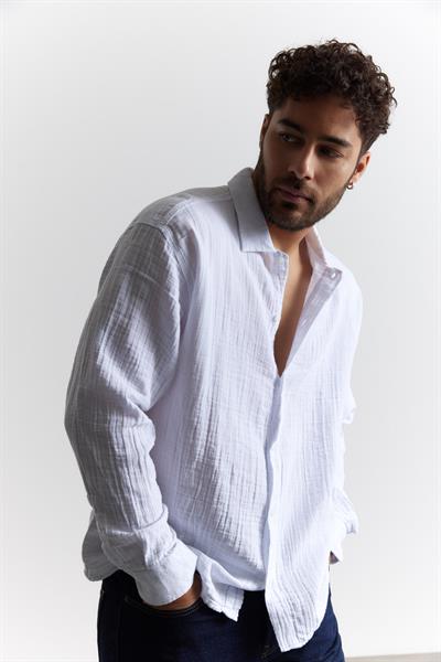 Erkek Kuta Müslin Gömlek Beyaz