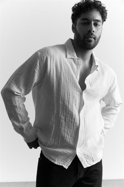 Erkek Kuta Müslin Gömlek Beyaz