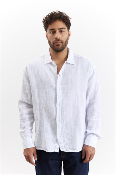 Erkek Kuta Müslin Gömlek Beyaz