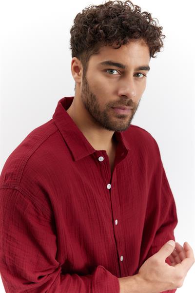 Erkek Kuta Müslin Gömlek Bordo