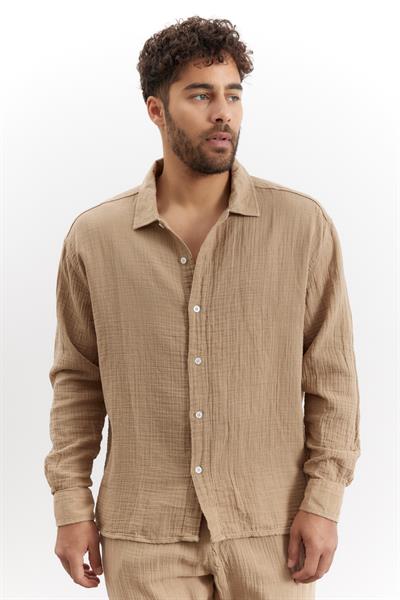 Erkek Kuta Müslin Gömlek Camel