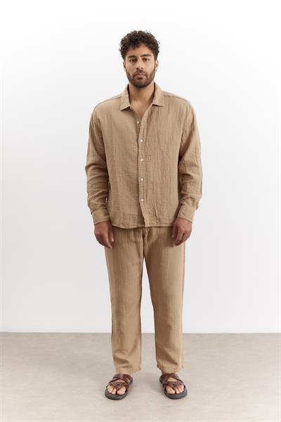 Erkek Kuta Müslin Gömlek Camel