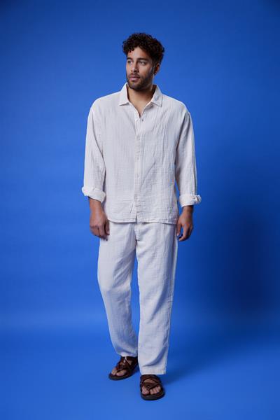 Erkek Kuta Müslin Gömlek Ekru