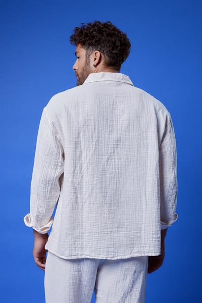 Erkek Kuta Müslin Gömlek Ekru