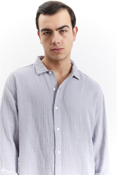 Erkek Kuta Müslin Gömlek Gri