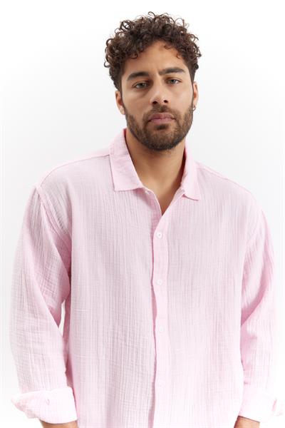 Erkek Kuta Müslin Gömlek Pembe