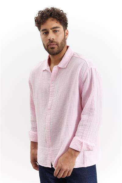 Erkek Kuta Müslin Gömlek Pembe