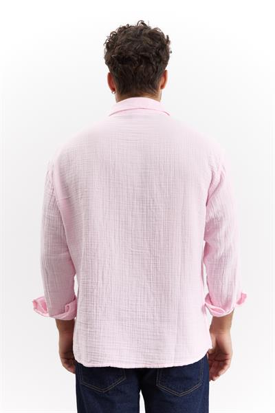 Erkek Kuta Müslin Gömlek Pembe