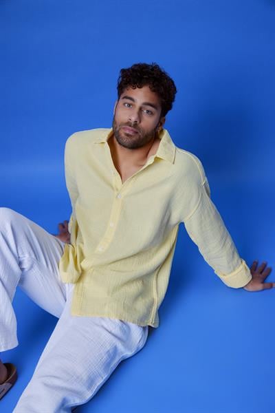 Erkek Kuta Müslin Gömlek Sarı