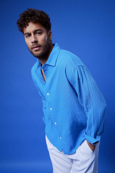 Erkek Kuta Müslin Gömlek Sax Mavi