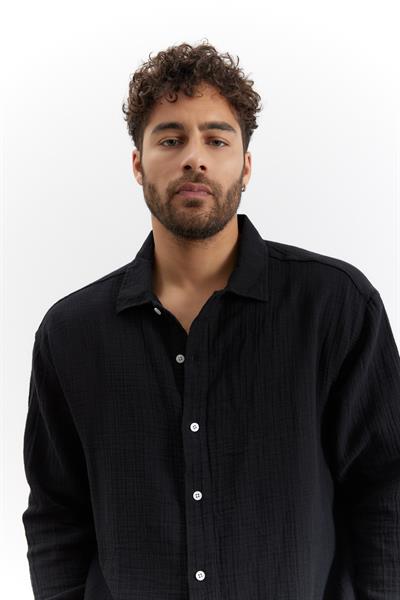 Erkek Kuta Müslin Gömlek Siyah