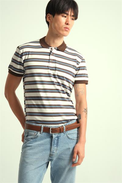 Erkek Lorex Polo Yaka Düğmeli Tshirt Kahve Rengi