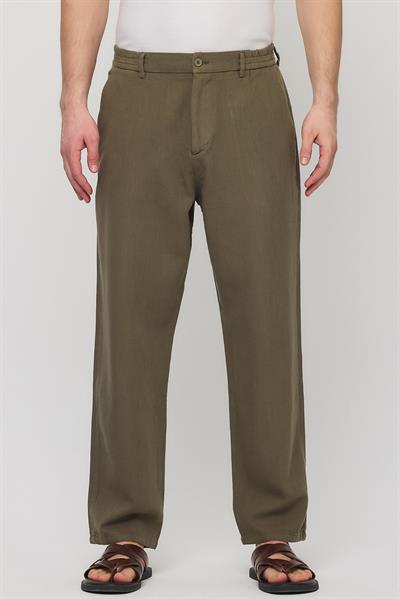 Mizar Relaxed Fit Pamuklu Pantolon Haki Yeşil