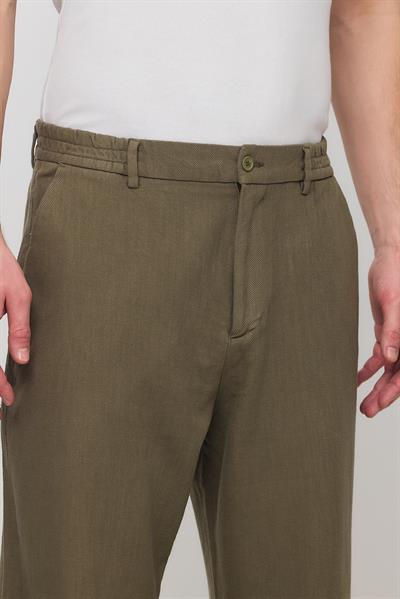 Mizar Relaxed Fit Pamuklu Pantolon Haki Yeşil