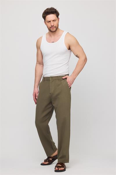 Mizar Relaxed Fit Pamuklu Pantolon Haki Yeşil