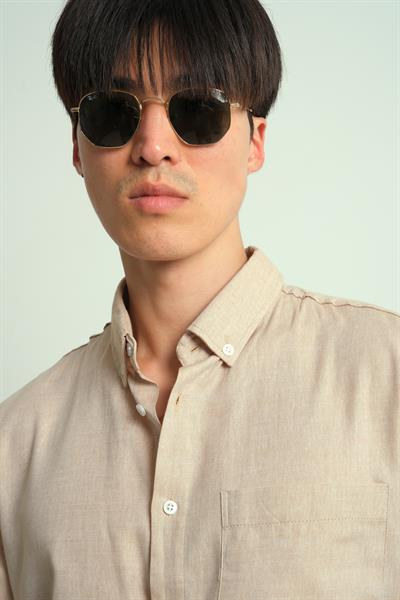 Erkek Oxcep %100 Pamuk Cepli Gömlek Sarı