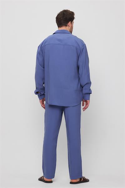 Rax Modal Dökümlü Gömlek Mavi