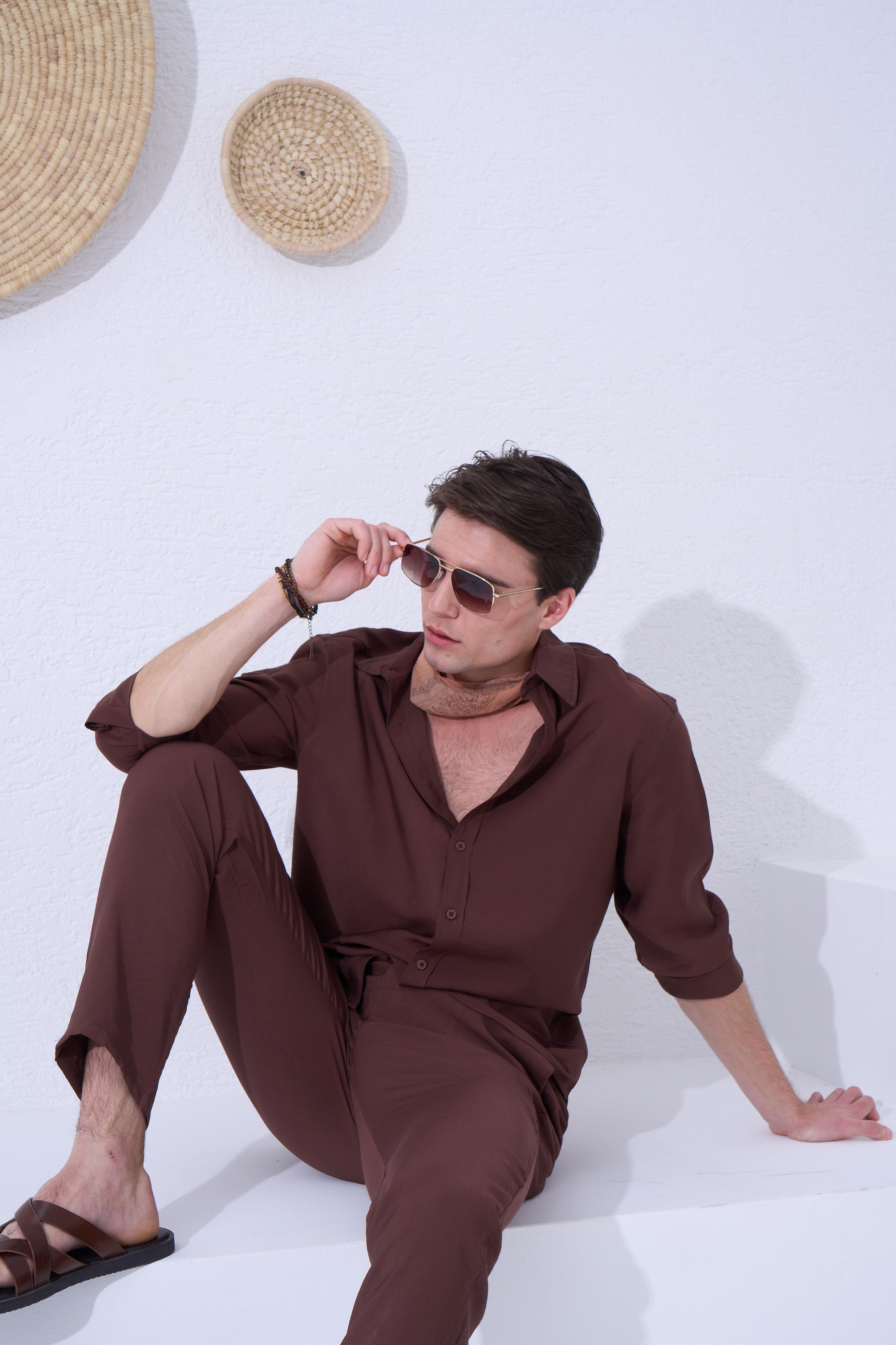 Bello Tensel Jogger Pantolon Kahve Rengi