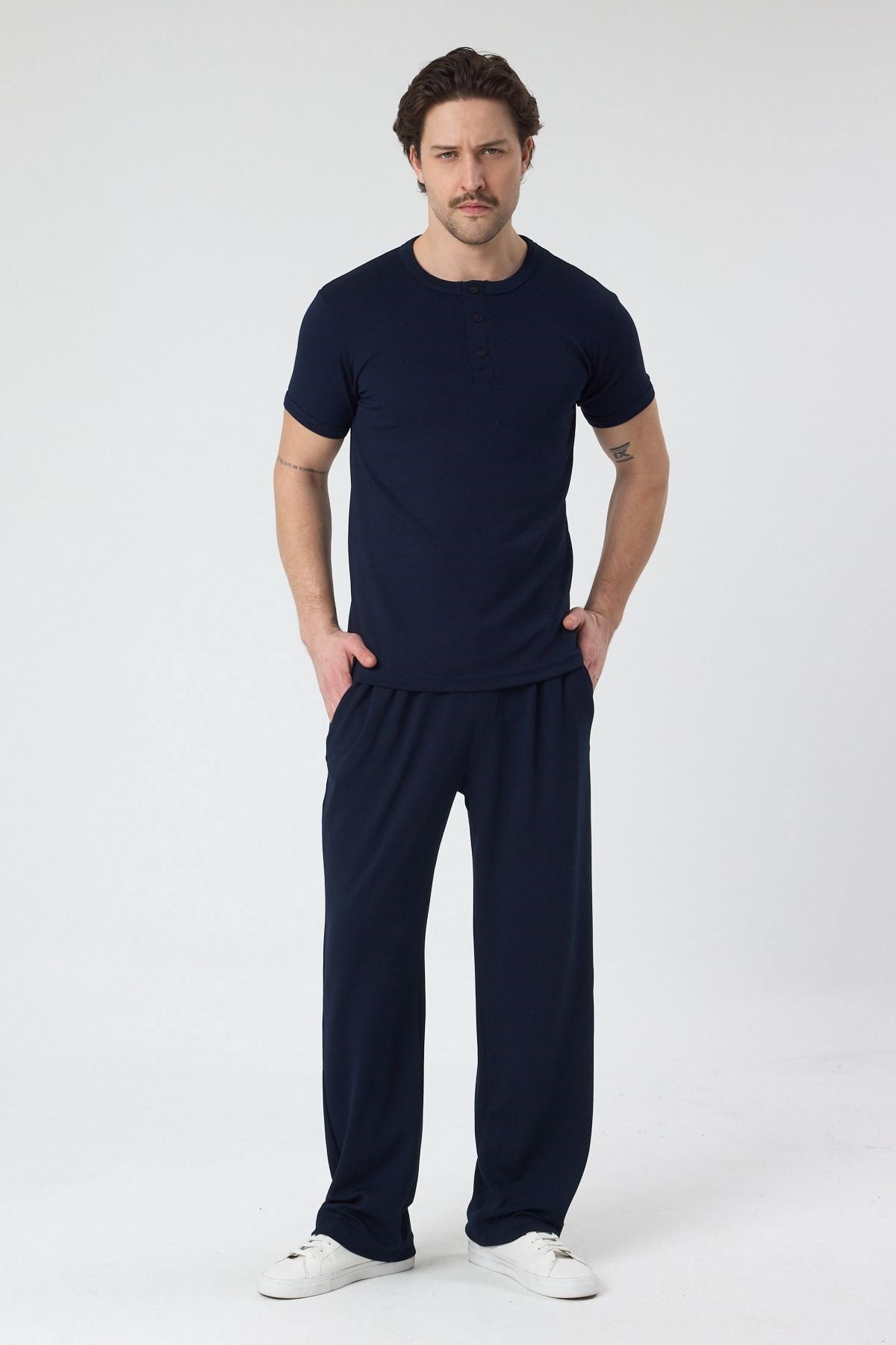 erkek-Erkek Örme Kumas Viskon Takım Lacivert-