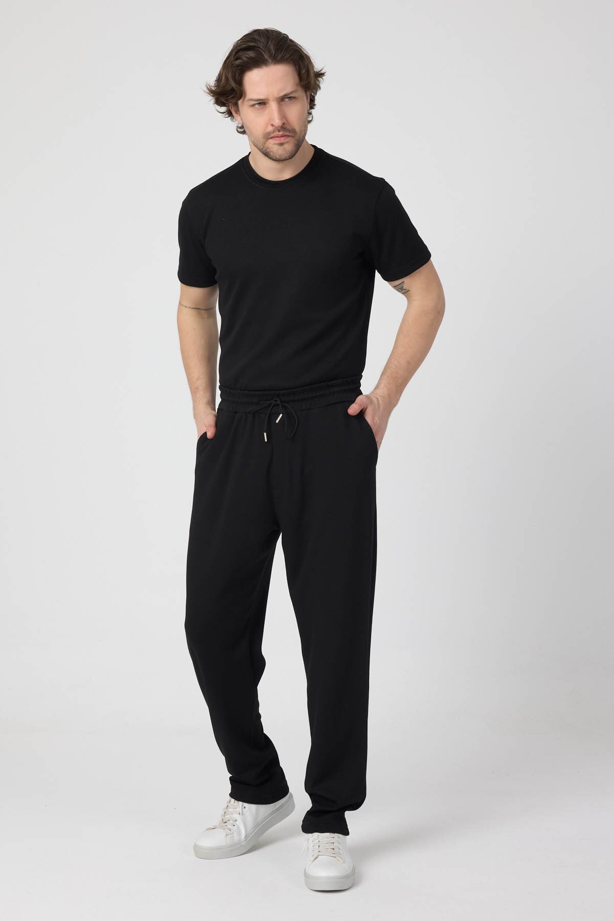 erkek-Erkek Örme Viskon Takım Siyah-