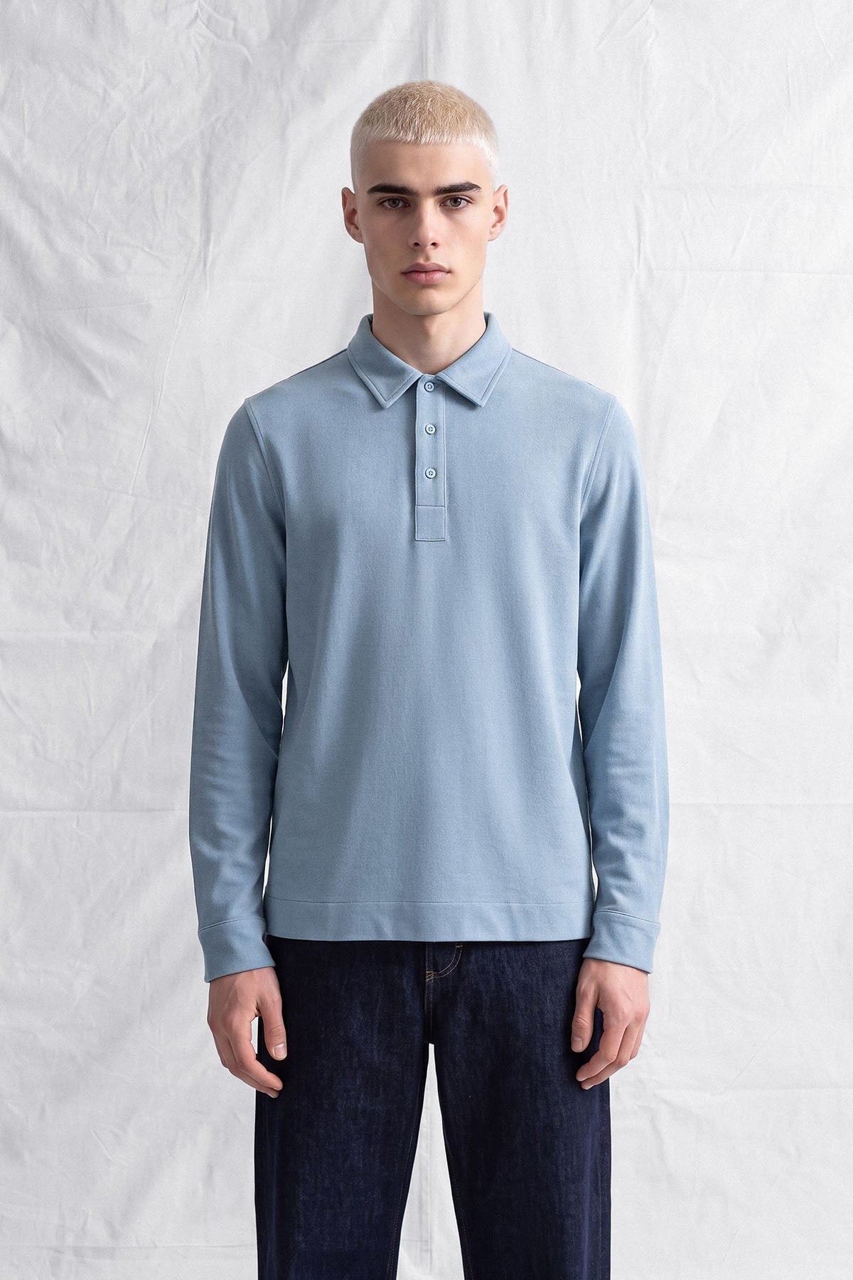 erkek-Erkek Polo Yaka Selanik Kumas Etford T-Shirt Bebe Mavi-
