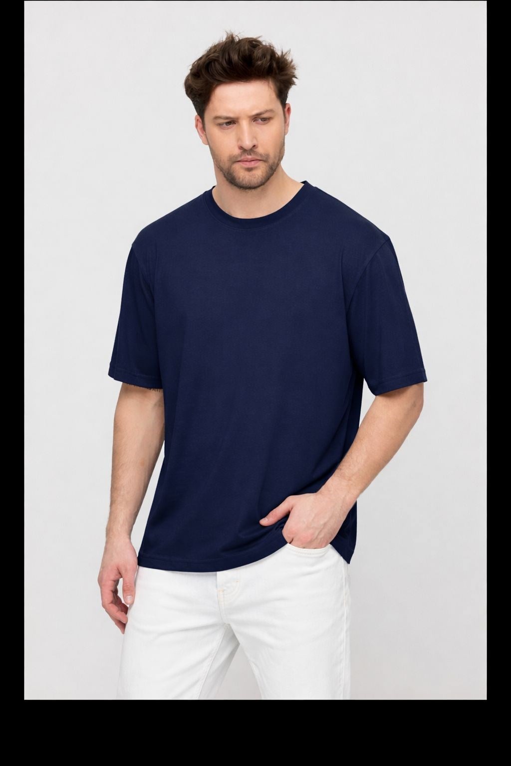 erkek-Erkek Solda Basic Modal Tshirt Lacivert-