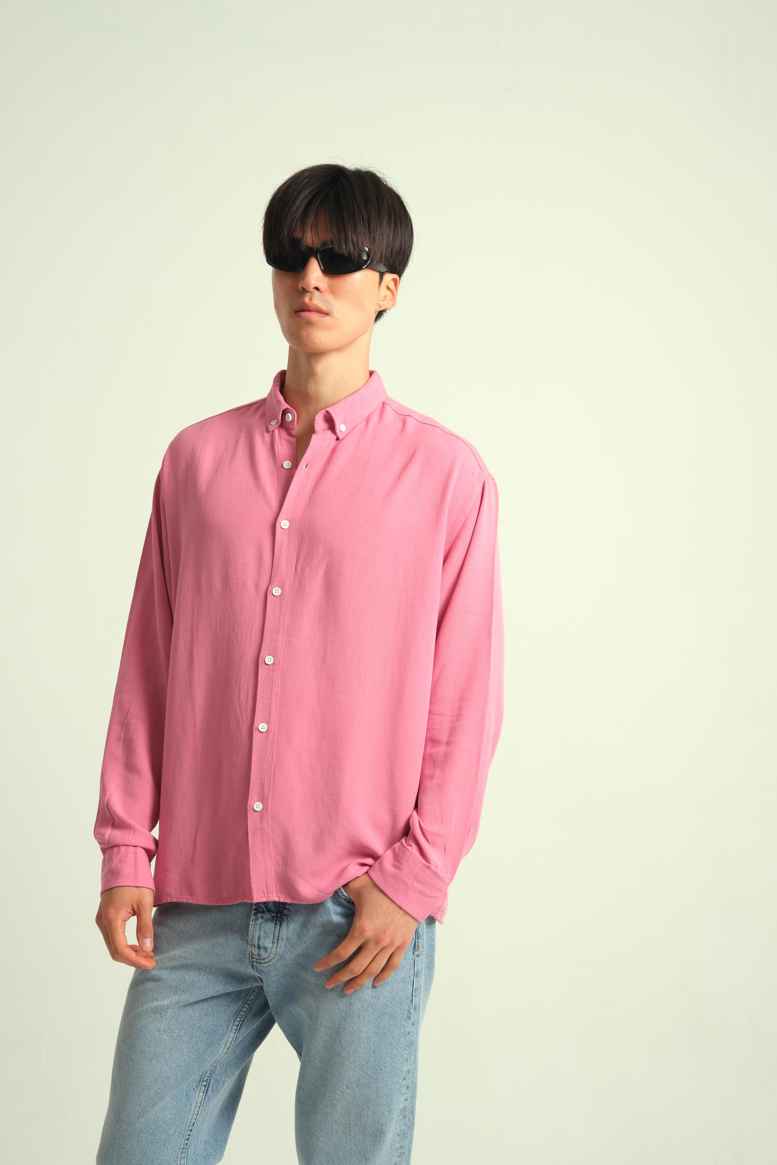 Guava Viskon Dökümlü Gömlek Pembe