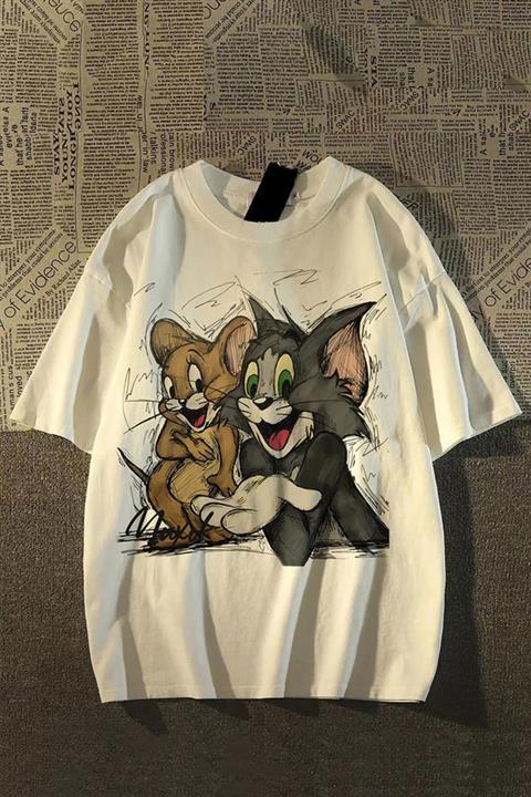 Bej Tom And Jerry Cartoons Y2K Unisex T-shirt