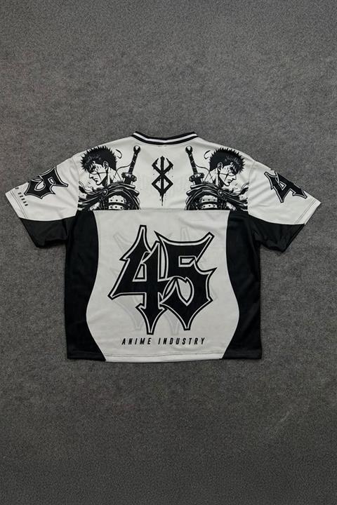 Beyaz Anime Berserk Guts 45 Number V Yaka Unisex Forma