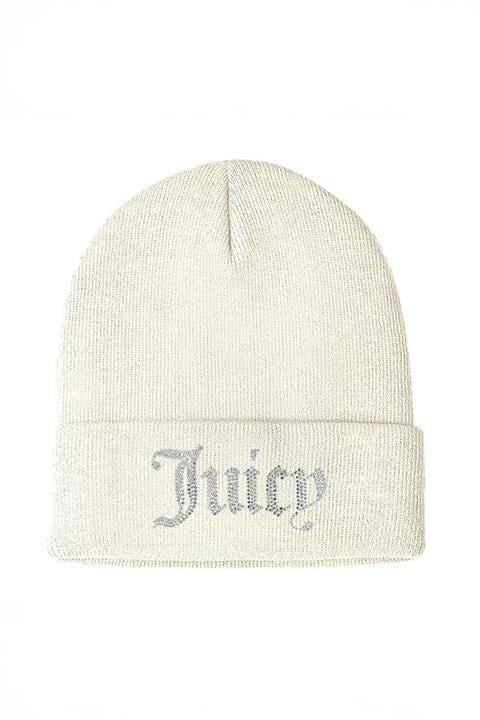 Beyaz Juicy Couture Taşlı Ribana Triko Bere