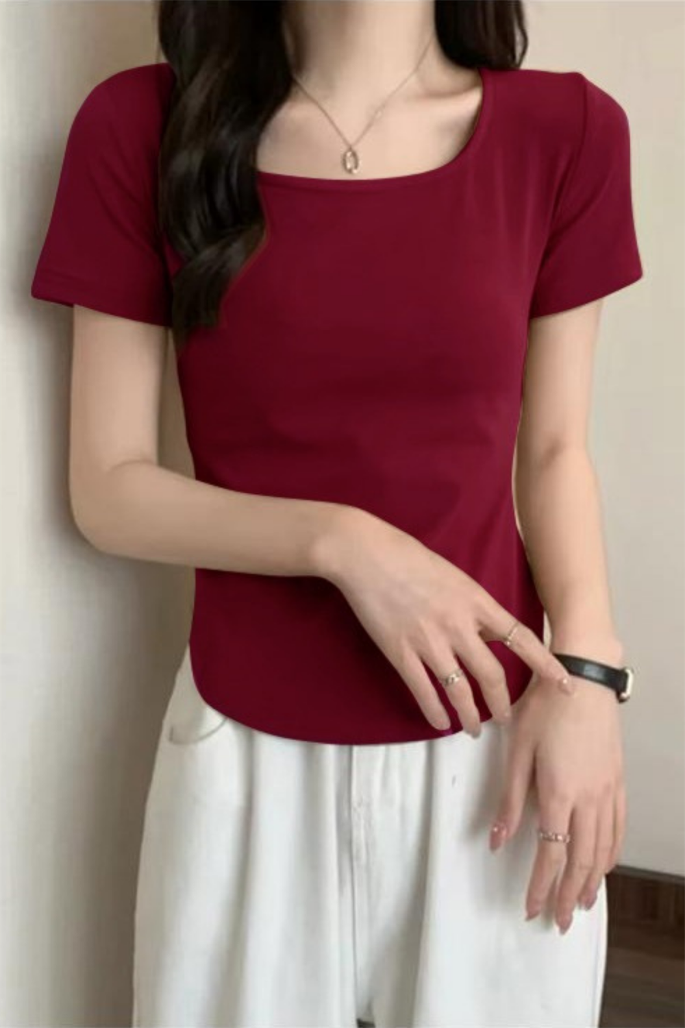 Bordo Basic Kısa Kollu Crop