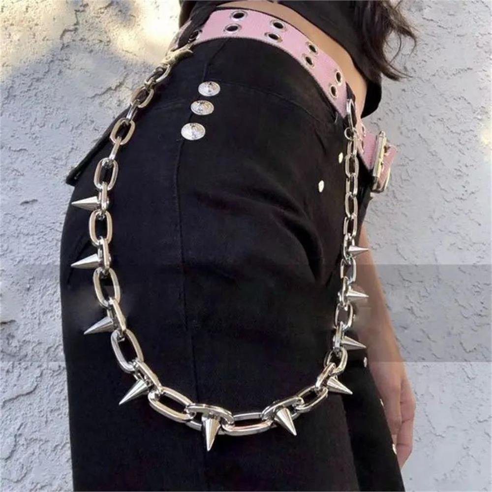 Gothic Punk Dikenli Pantolon Zinciri